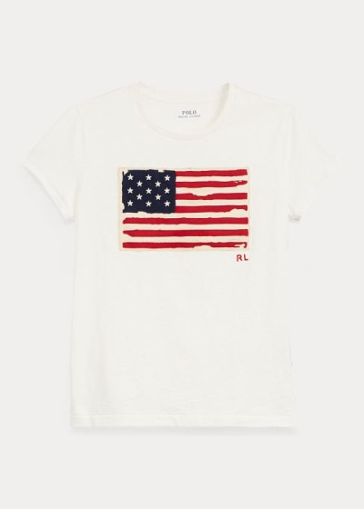 Playeras Polo Ralph Lauren Mujer Creme - Flag Jersey Graphic - IOPDG7041